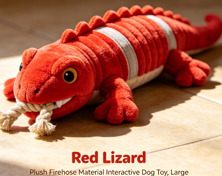 meowmaoliang Ответ GeminiFire Biterz Red Lizard, Plush Firehose Material Interactive Dog Toy, Large