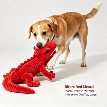 meowmaoliang Ответ GeminiFire Biterz Red Lizard, Plush Firehose Material Interactive Dog Toy, Large